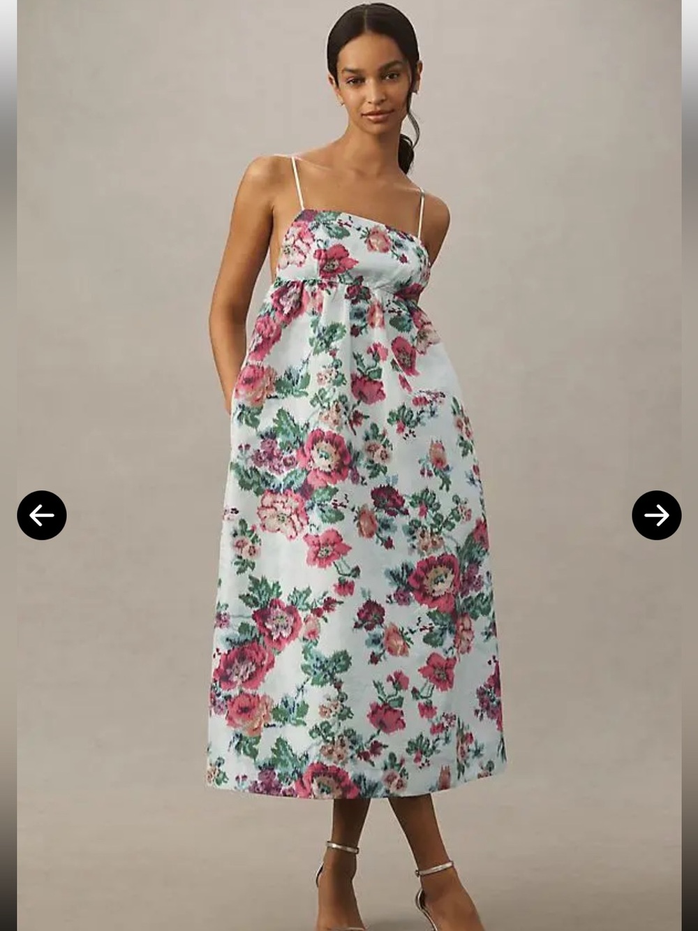 NWT BHLDN Anthropologie Sophia Apron Top Floral Jacquard Midi Dress Light Blue M